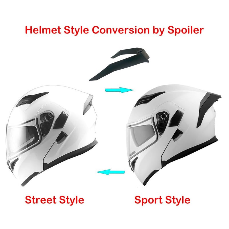 1Storm Motorcycle Modular Full Face Helmet Flip up Dual Visor Sun Shield: HB89 Glossy White - Image 3